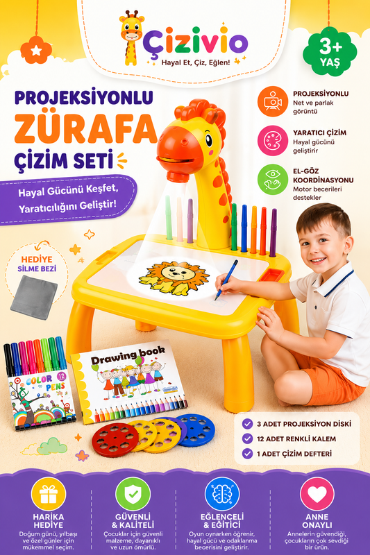 Çizivio™ Eğitici Projektörlü Çocuk Çizim Seti