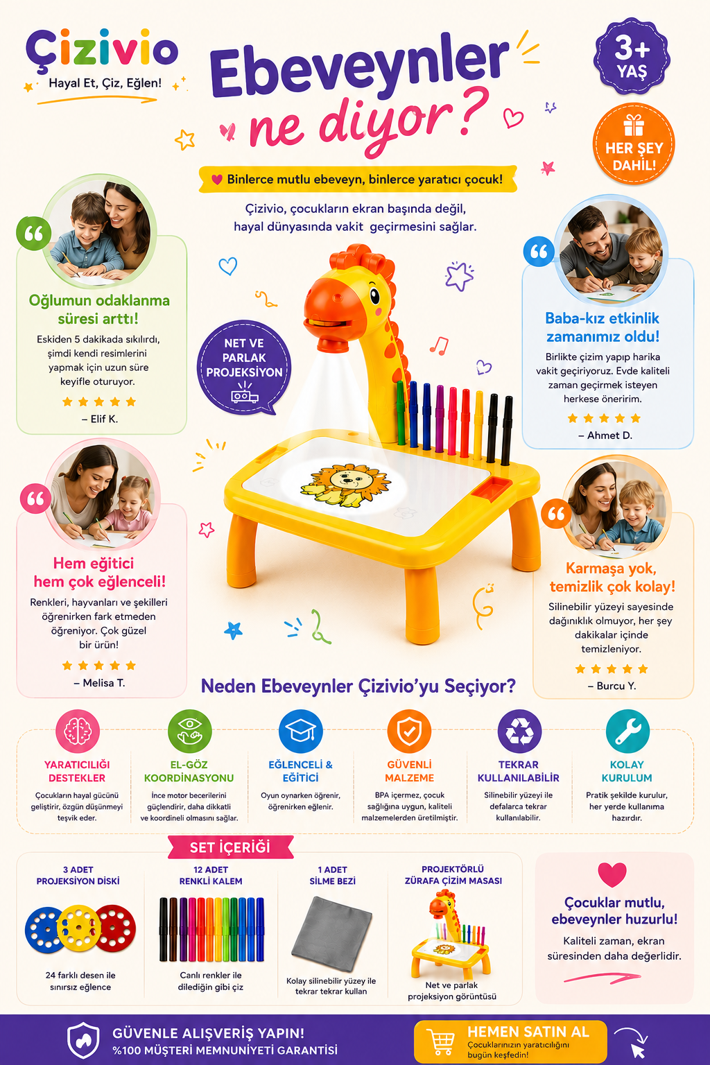 Çizivio™ Eğitici Projektörlü Çocuk Çizim Seti
